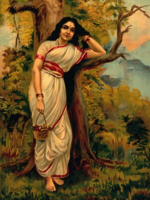 Ahalya leaning on a tree