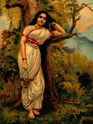 Ahalya leaning on a tree