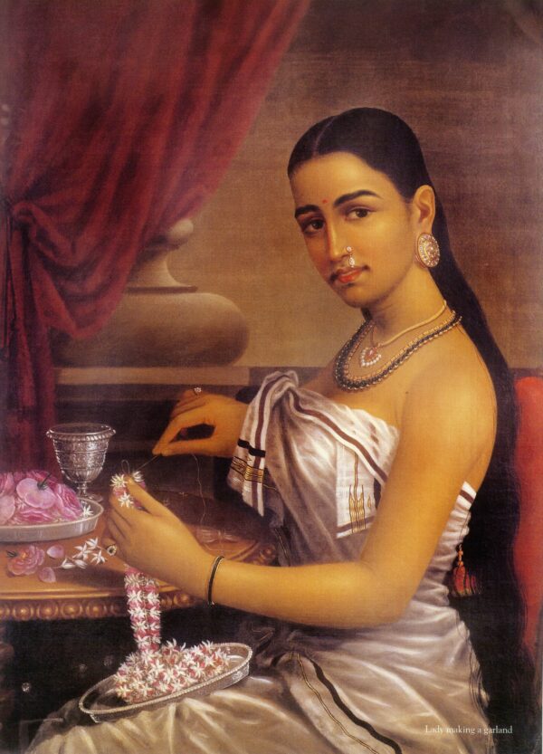 lady making a garland