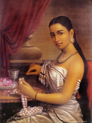 lady making a garland