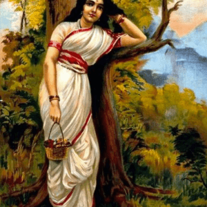 Ahalya leaning on a tree