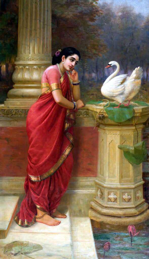 Artist Spotlight: Raja Ravi Varma – Bridging Tradition and Modernity in Indian Art 4 Damayanti and the Swan