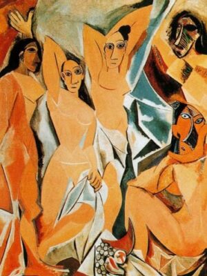 Picasso’s groundbreaking Cubist painting Les Demoiselles d’Avignon (1907) showing multiple perspectives and abstracted forms