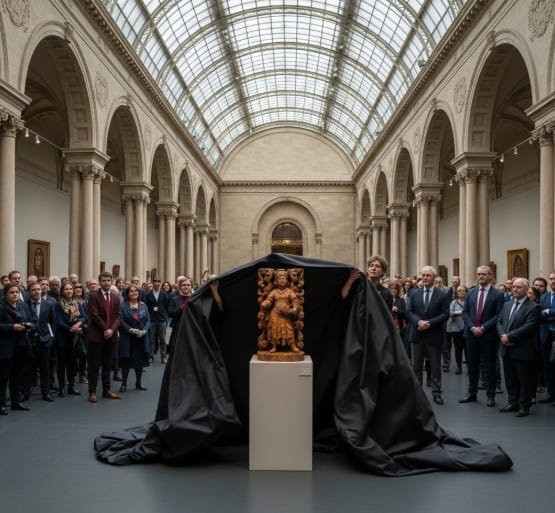 The Mysterious World of Lost and Stolen Masterpieces 4 Reunited artwork being unveiled at a museum
