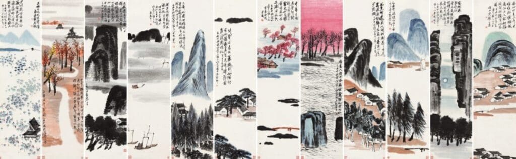 Hidden Gems: The Lesser-Known Yet Expensive Masterpieces 1 Qi Baishi – Twelve Landscape Screens
