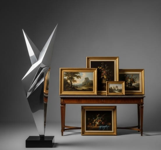 How to Mix Traditional and Modern Art in Your Home 3 Fusion of modern sculpture and antique decor in contemporary home