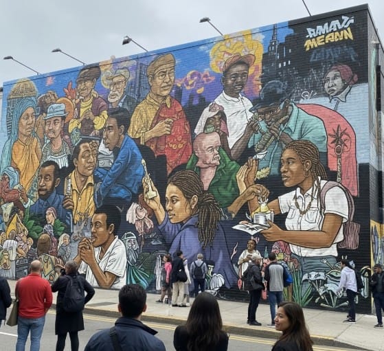 How Street Art is Taking Over the Global Art Scene 7 Large mural with street art influences, sparking conversation among viewers.