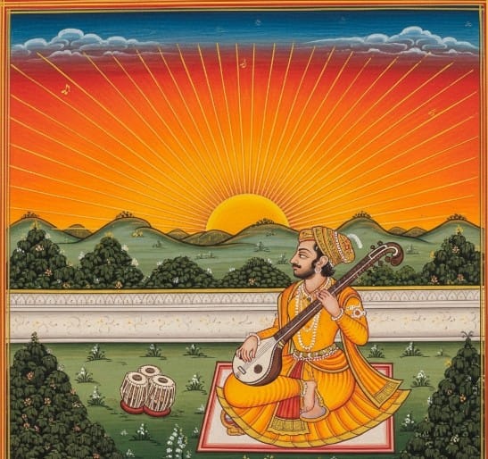 An Introduction to Indian Classical Paintings 7 indian miniature painting symbolizing a musical raga through color and emotion.