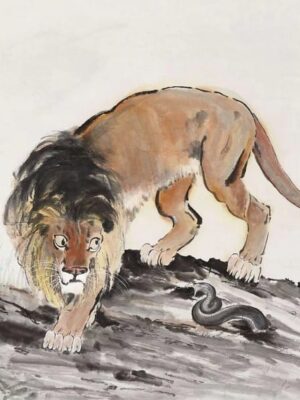 Lion and snake