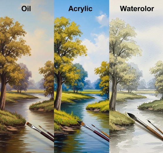 Exploring the Art of Oil Painting: Techniques and Tips 2 Comparison of oil paint with other painting mediums