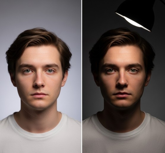 Understanding Light and Shadow in Painting 5 image of Before-and-after lighting in a portrait