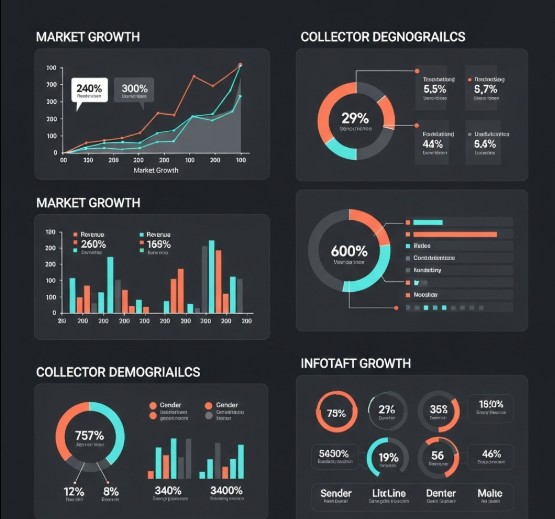 Exploring the Art Market in Emerging Economies 2 Infographics showing market growth or collector demographics