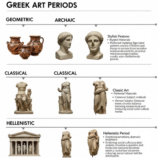 Understanding the Influence of Greek Art on Modern Artists 4 Timeline graphic of Greek art periods