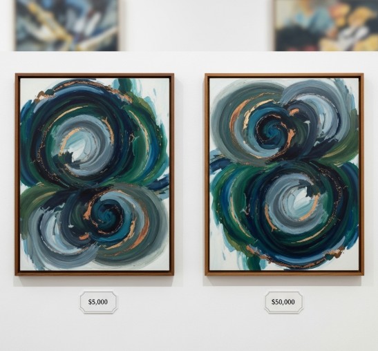 Comparison of two similar artworks with different price tags
