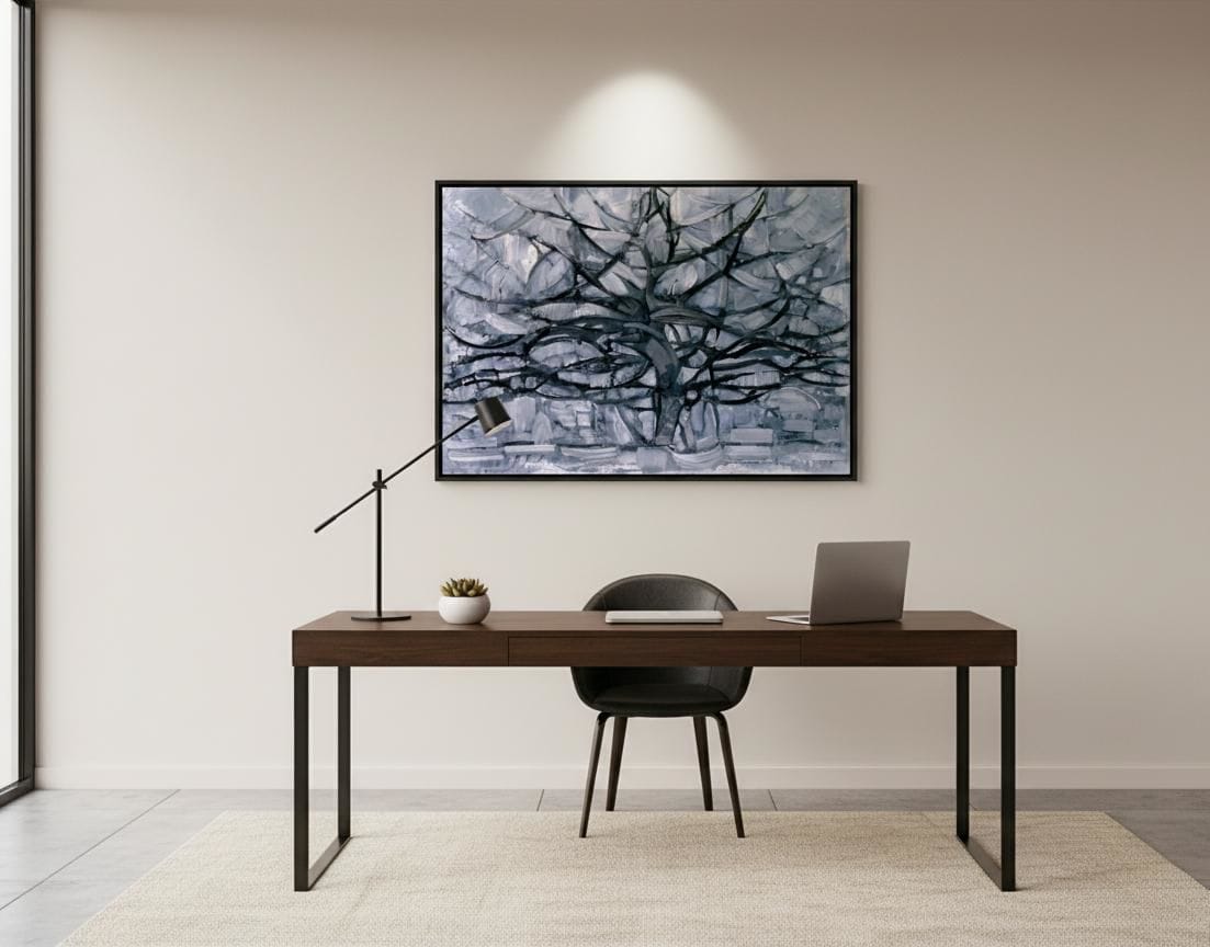 Gray Tree canvas print displayed on a wall Gray Tree canvas print displayed on a wall