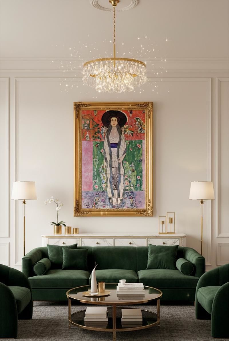 Portrait of Adele Bloch-Bauer II canvas print displayed on a wall Portrait of Adele Bloch-Bauer II canvas print displayed on a wall