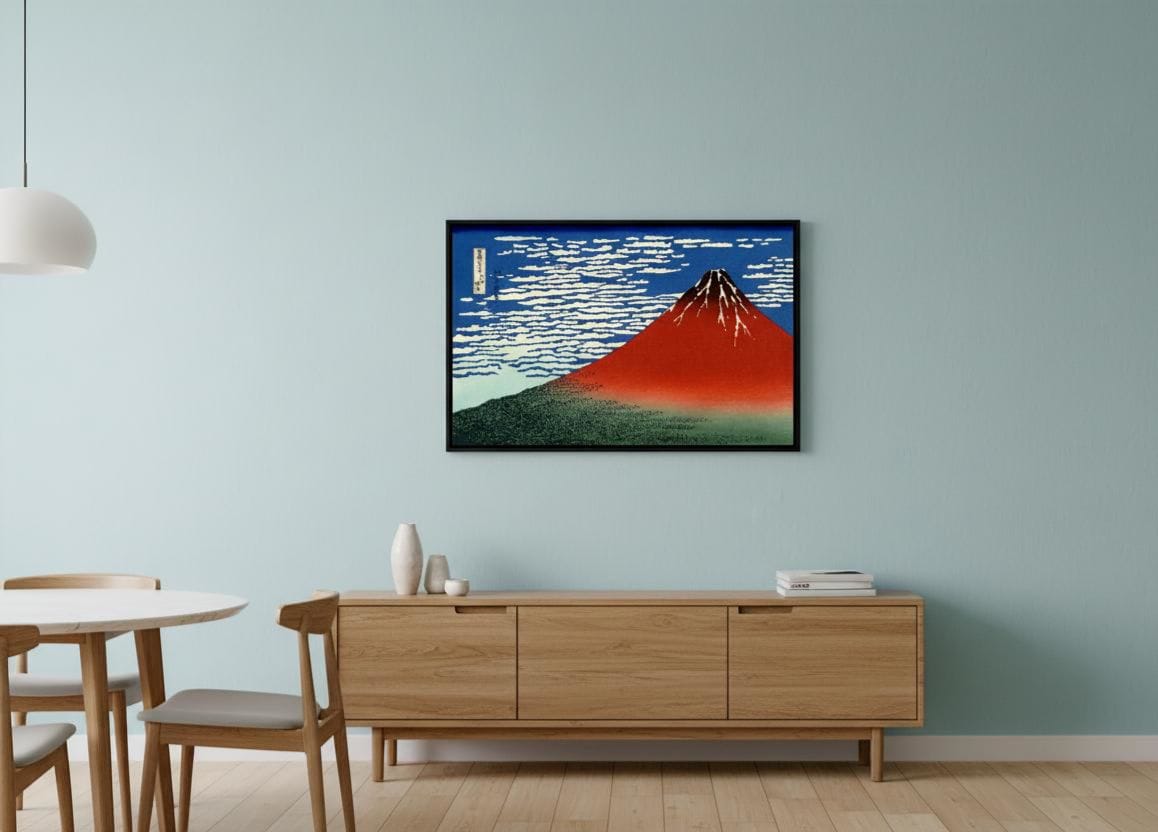 Red Fuji canvas print displayed on a wall Red Fuji canvas print displayed on a wall