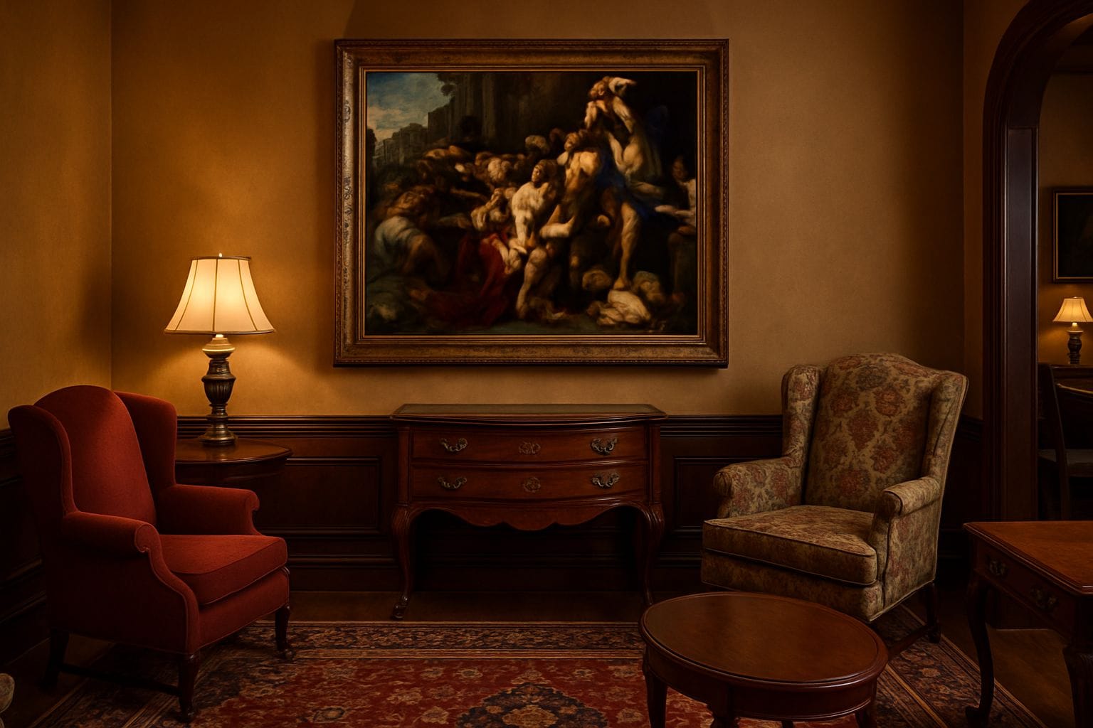 The Massacre of the Innocents canvas print displayed on a wall The Massacre of the Innocents canvas print displayed on a wall