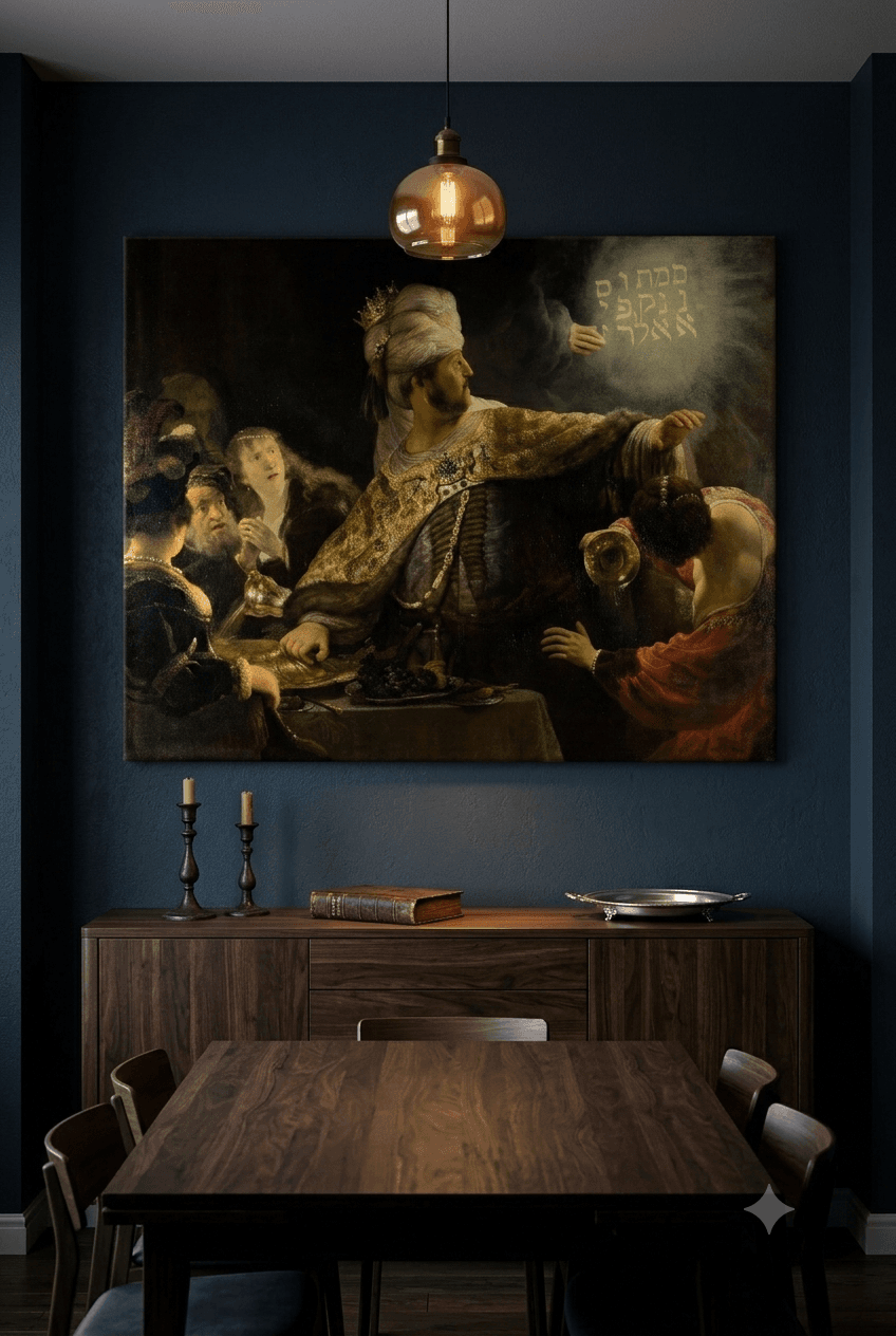 Belshazzar's Feast canvas print displayed on a wall Belshazzar's Feast canvas print displayed on a wall