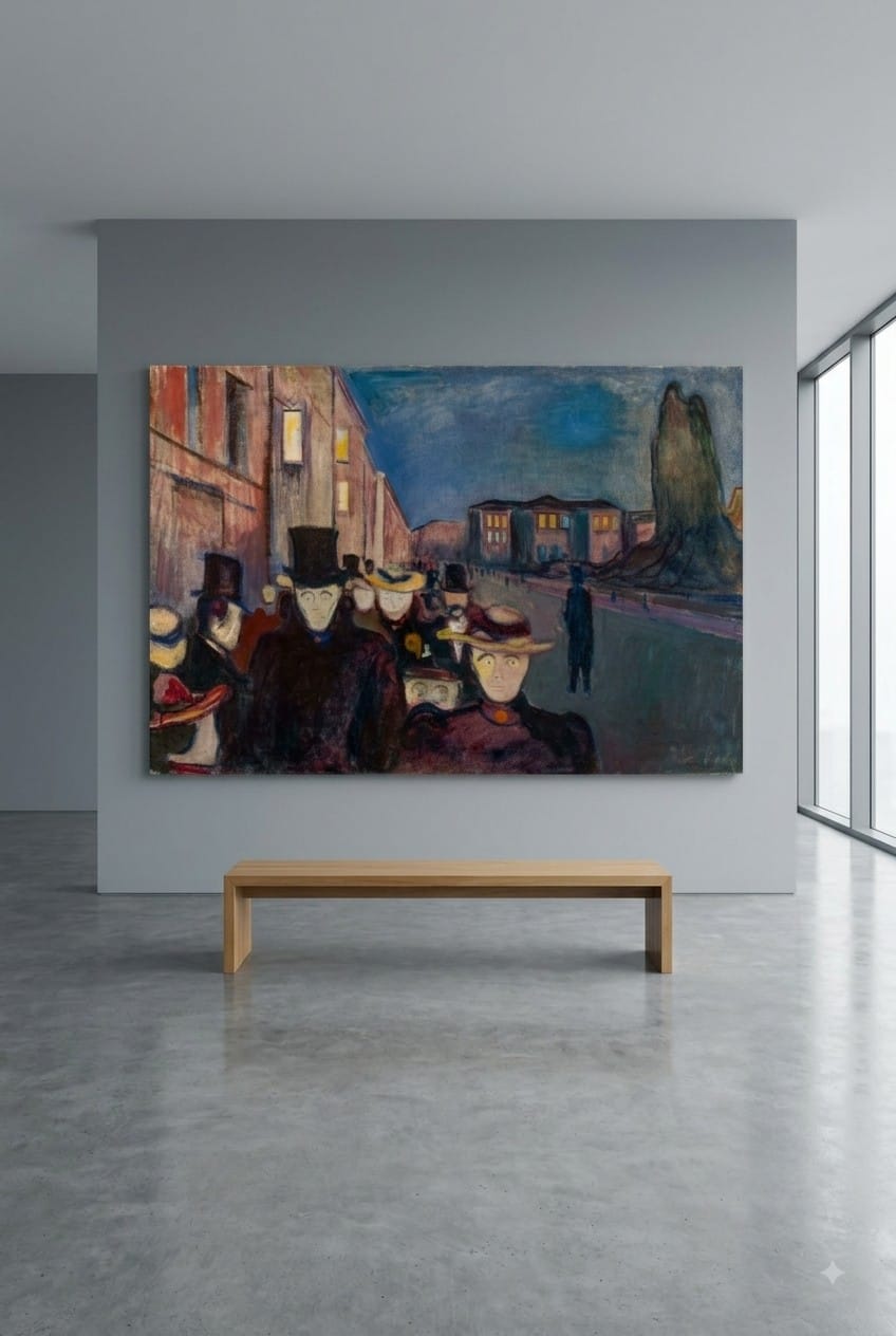 Evening on Karl Johan Street canvas print displayed on a wall Evening on Karl Johan Street canvas print displayed on a wall