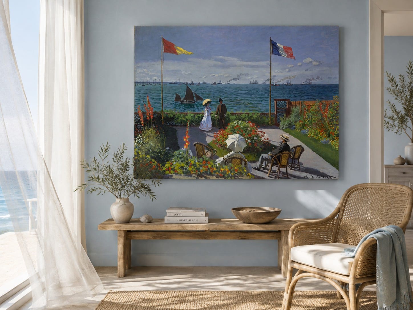 Garden at Sainte-Adresse canvas print displayed on a wall Garden at Sainte-Adresse canvas print displayed on a wall