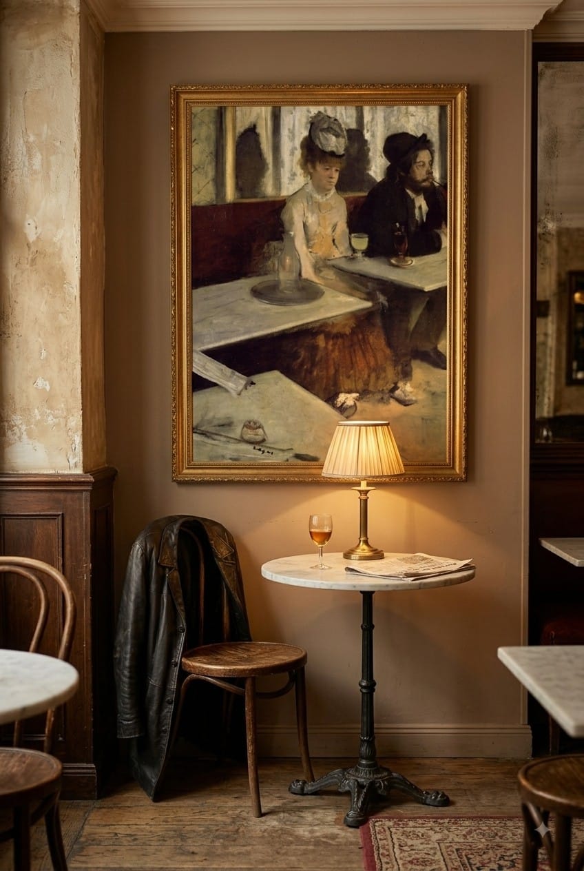In a Cafe (L'Absinthe) canvas print displayed on a wall In a Cafe (L'Absinthe) canvas print displayed on a wall