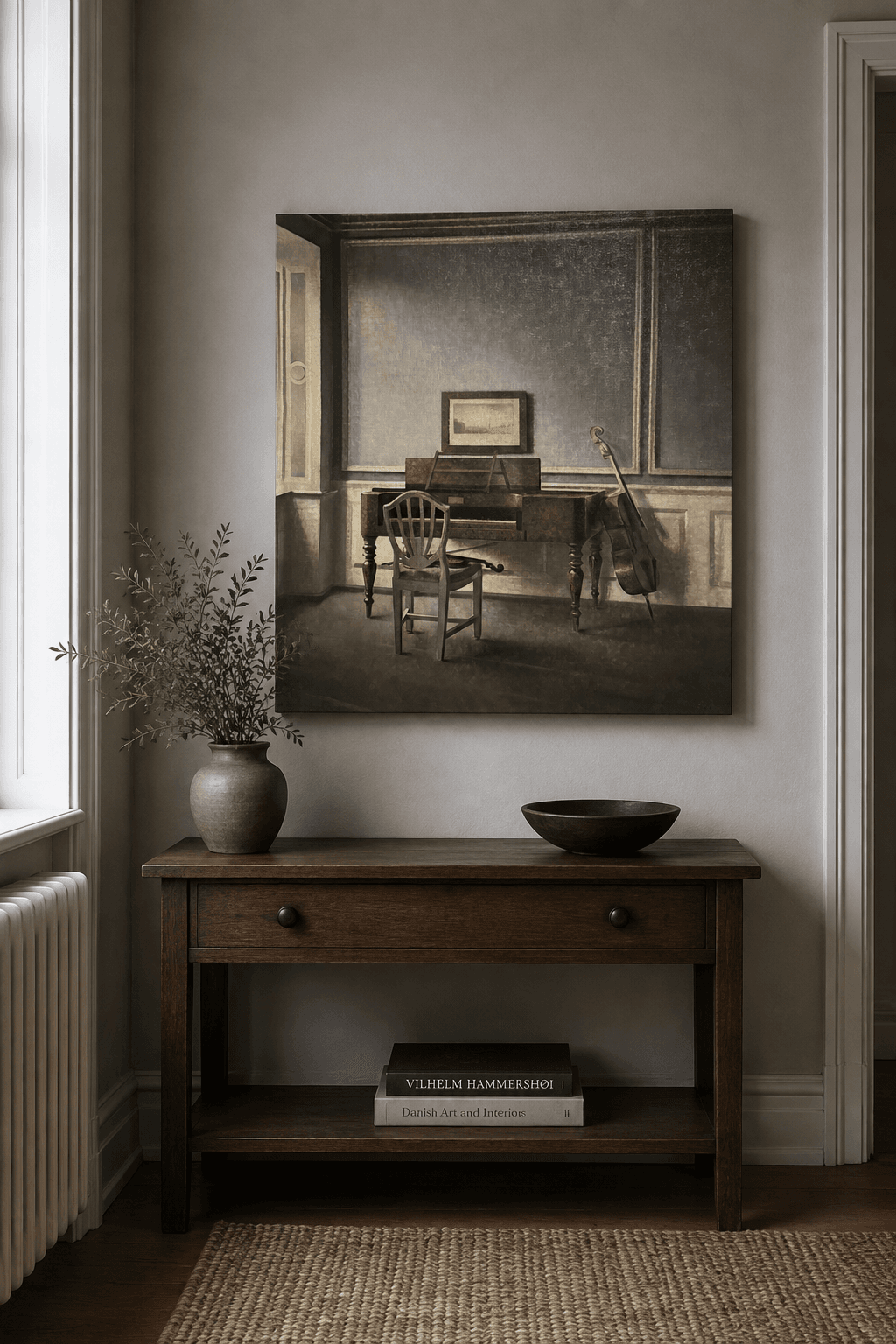 Interior with a Woman canvas print displayed on a wall Interior with a Woman canvas print displayed on a wall