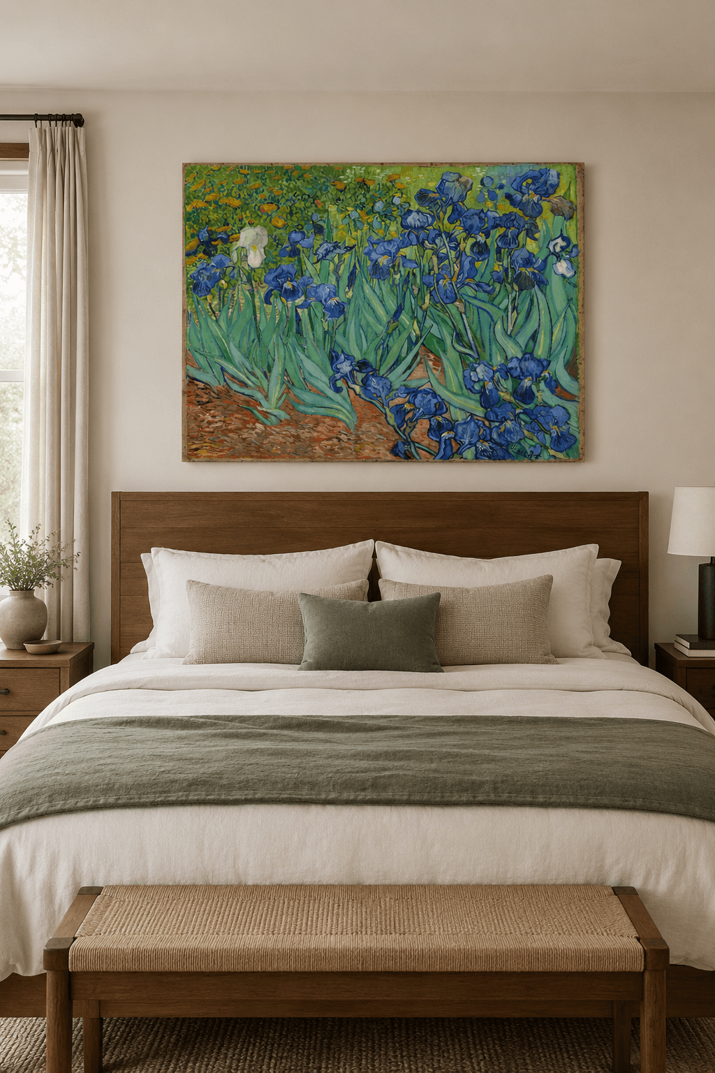 Irises canvas print displayed on a wall Irises canvas print displayed on a wall