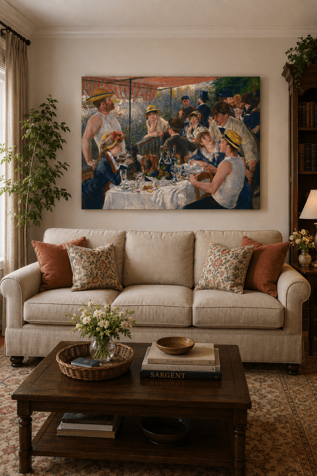 Luncheon of the Boating Party canvas print displayed on a wall Luncheon of the Boating Party canvas print displayed on a wall