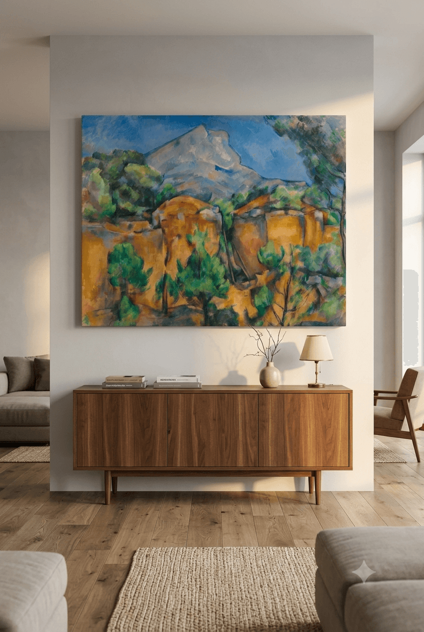 Mont Sainte-Victoire from the Bibemus Quarry canvas print displayed on a wall Mont Sainte-Victoire from the Bibemus Quarry canvas print displayed on a wall
