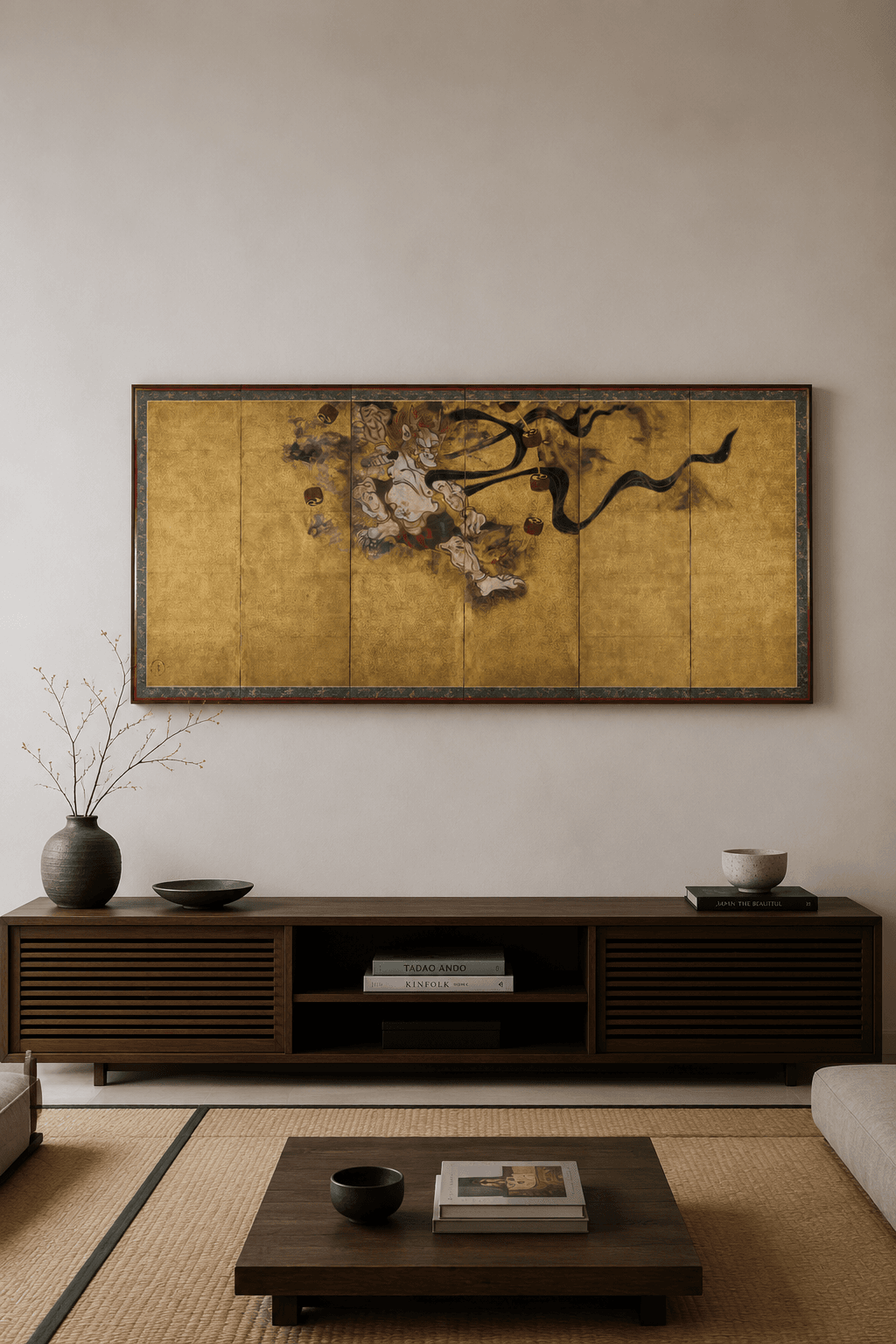 Raijin, God of Thunder canvas print displayed on a wall Raijin, God of Thunder canvas print displayed on a wall