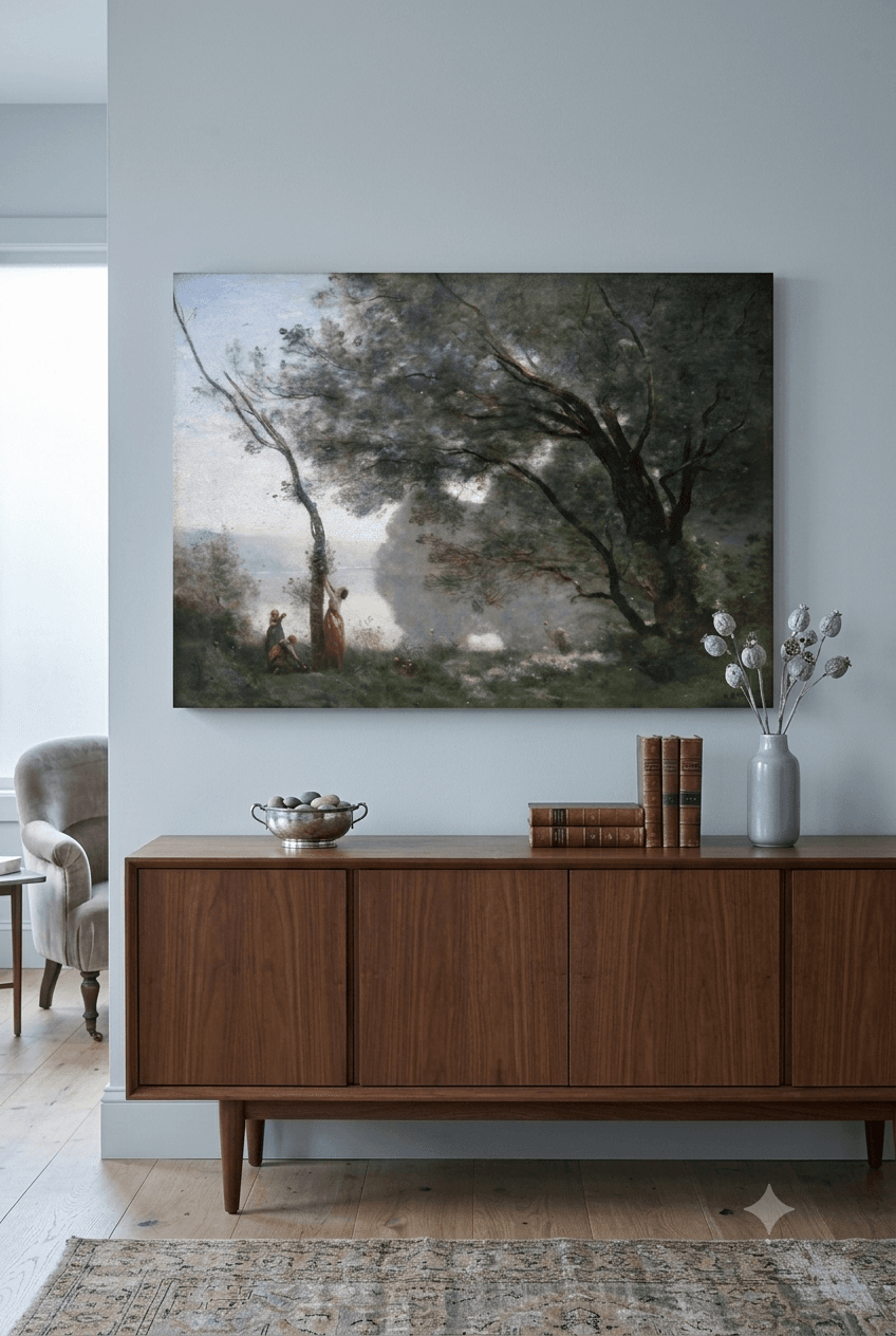 Souvenir de Mortefontaine canvas print displayed on a wall Souvenir de Mortefontaine canvas print displayed on a wall