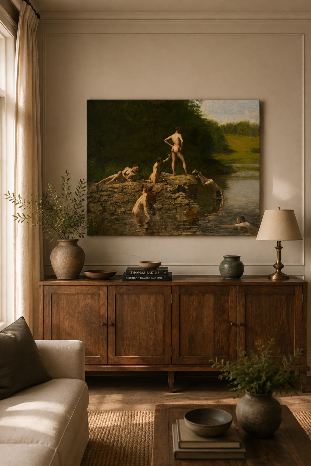 Swimming canvas print displayed on a wall Swimming canvas print displayed on a wall