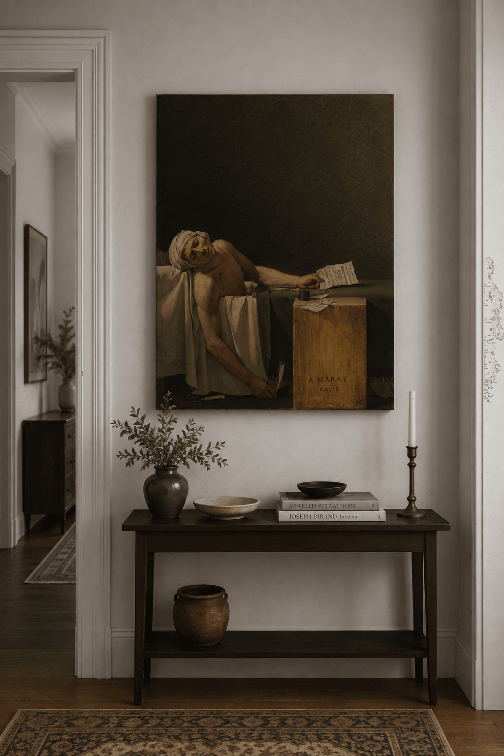 The Death of Marat canvas print displayed on a wall The Death of Marat canvas print displayed on a wall