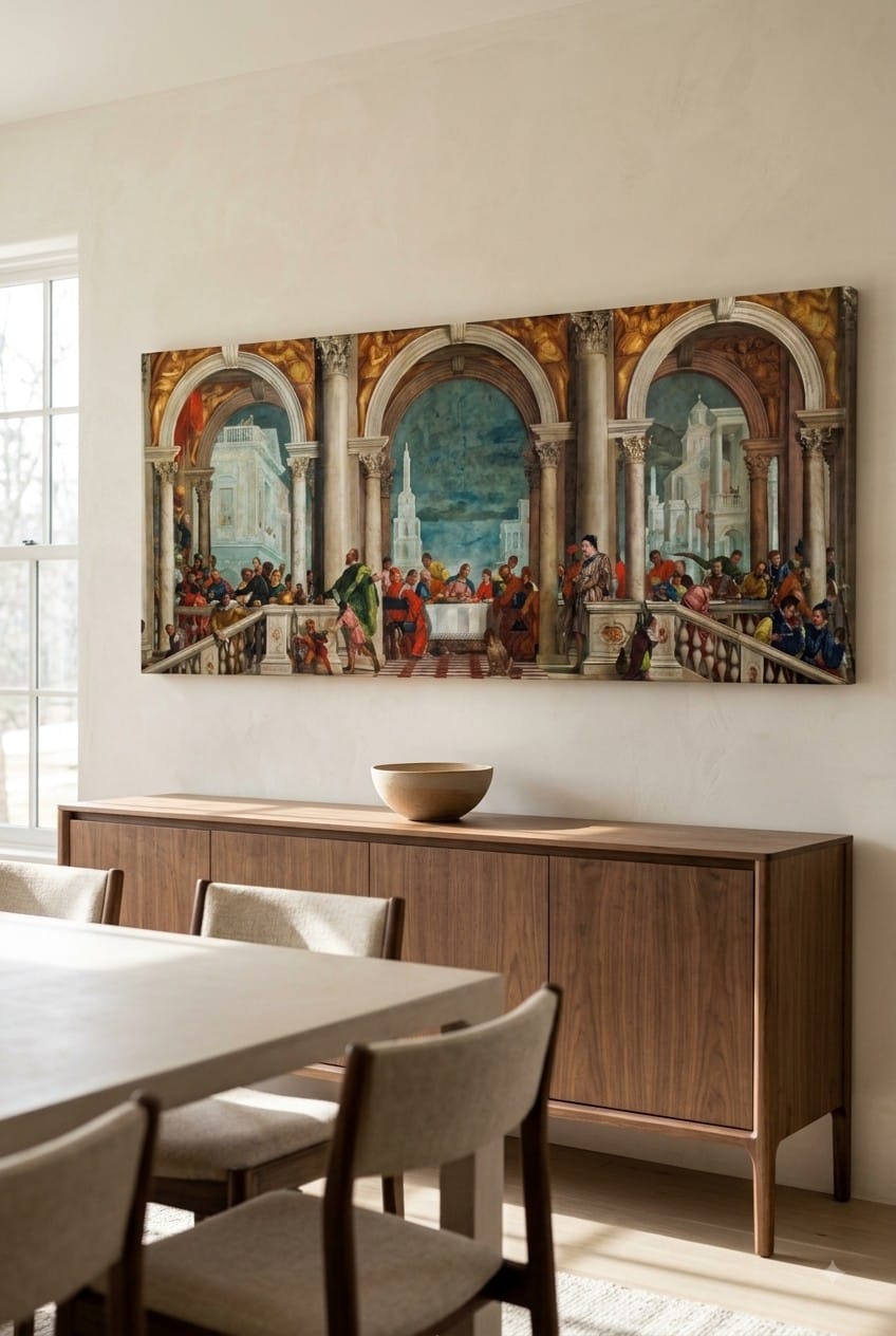 The Feast in the House of Levi canvas print displayed on a wall The Feast in the House of Levi canvas print displayed on a wall