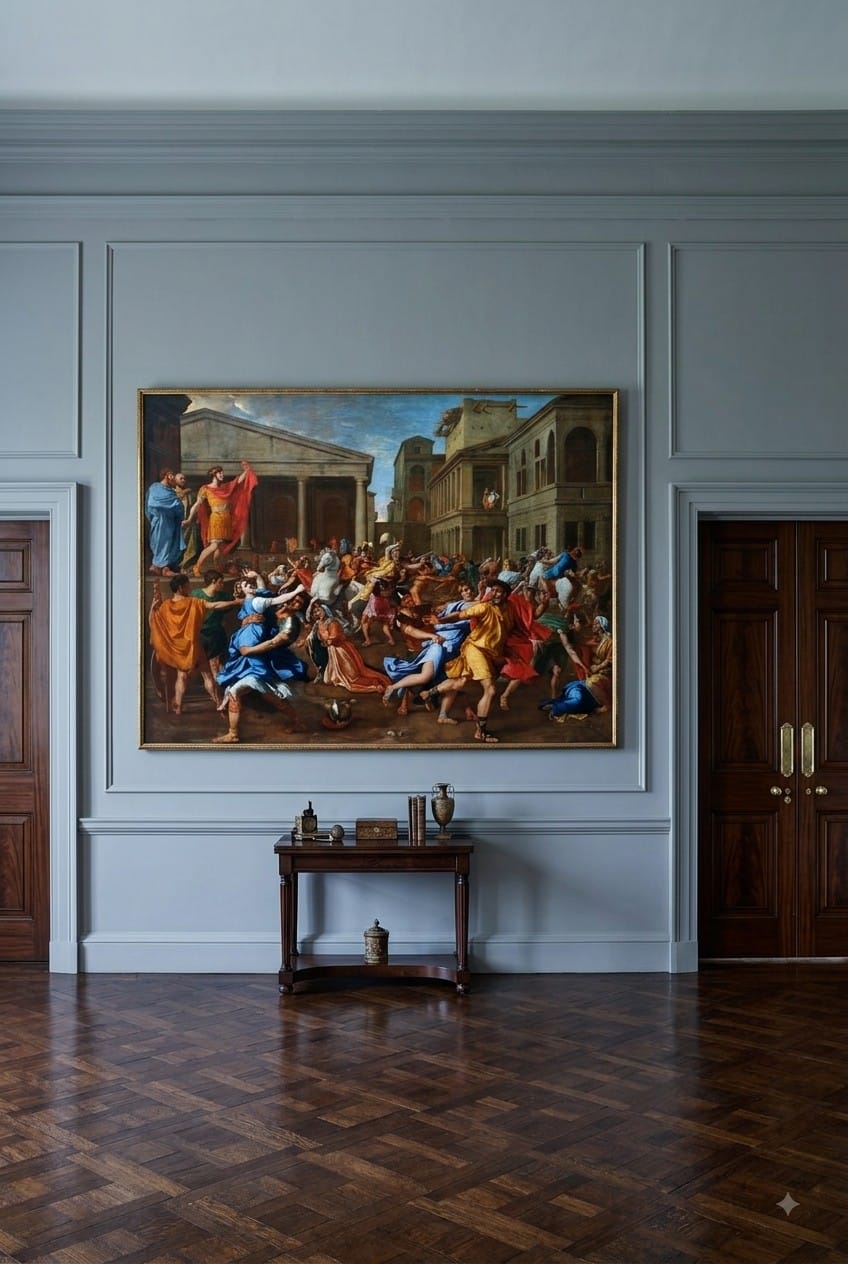 The Rape of the Sabine Women canvas print displayed on a wall The Rape of the Sabine Women canvas print displayed on a wall
