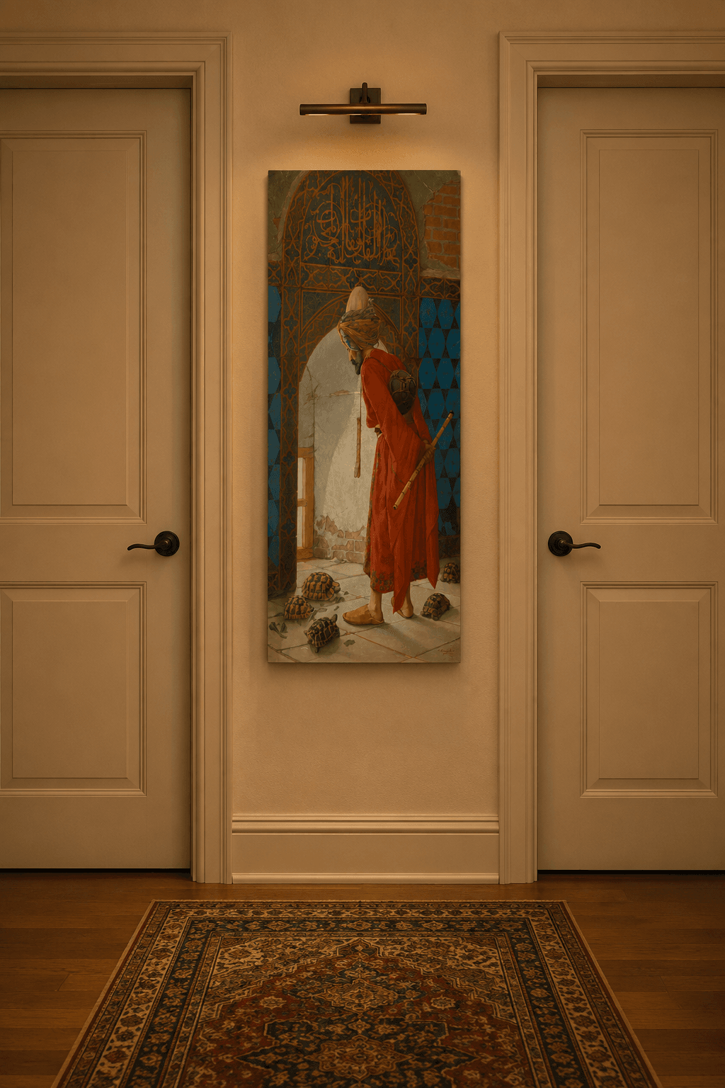 The Tortoise Trainer canvas print displayed on a wall The Tortoise Trainer canvas print displayed on a wall
