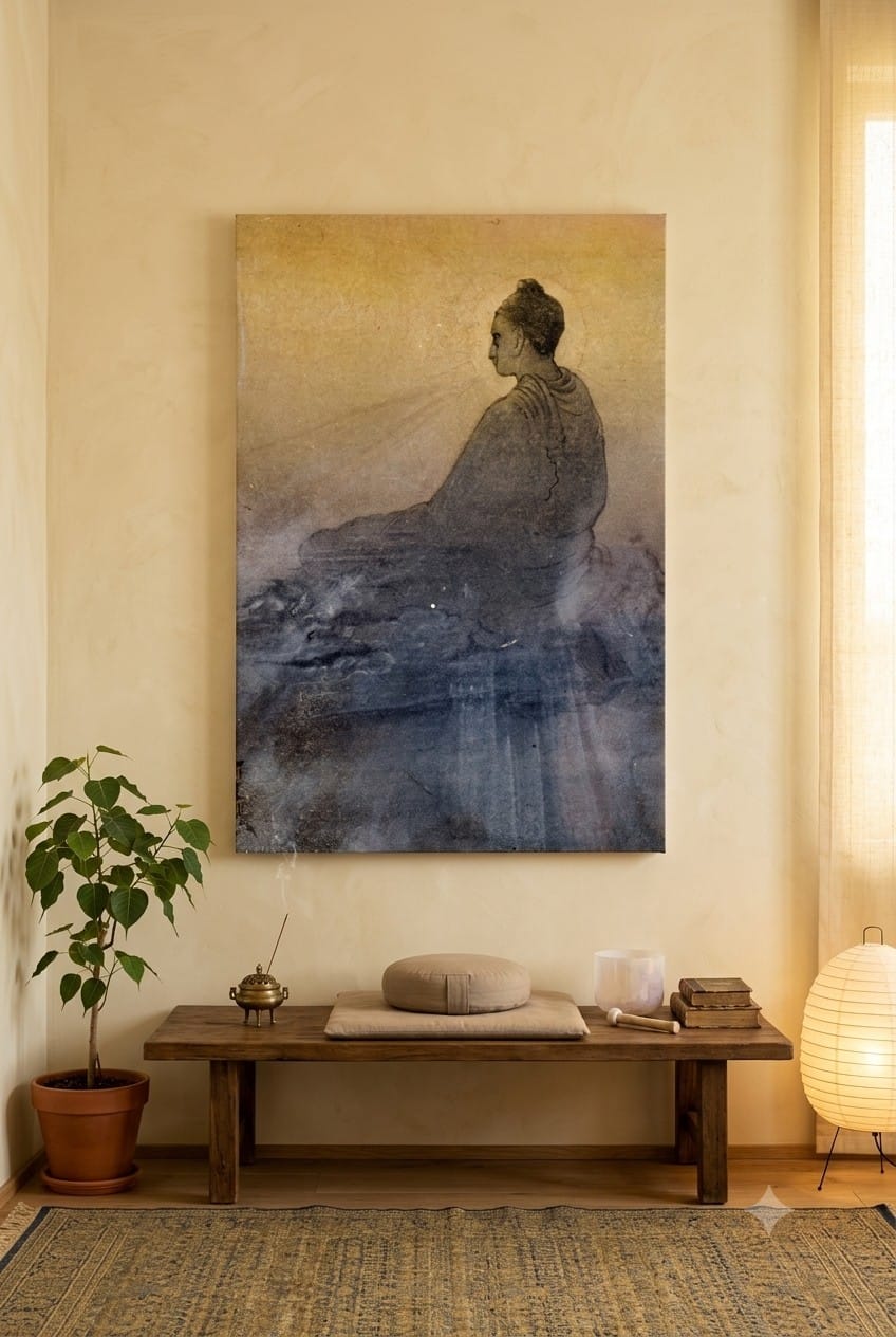 The Victory of Buddha canvas print displayed on a wall The Victory of Buddha canvas print displayed on a wall