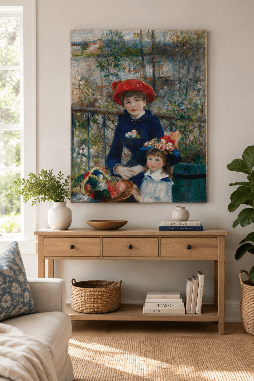 Two Sisters canvas print displayed on a wall Two Sisters canvas print displayed on a wall