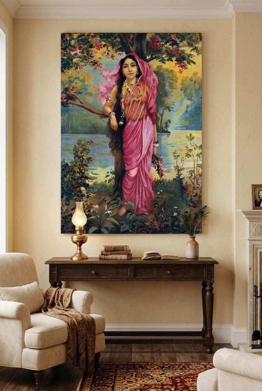 Vasantika canvas print displayed on a wall Vasantika canvas print displayed on a wall