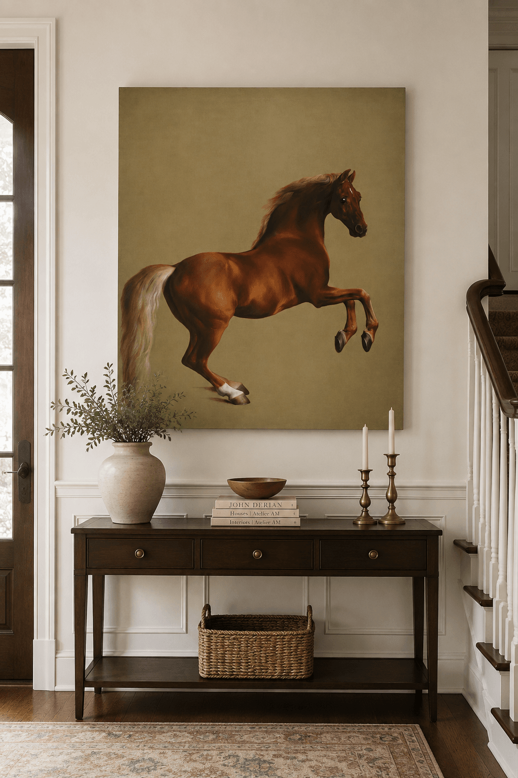 Whistlejacket canvas print displayed on a wall Whistlejacket canvas print displayed on a wall