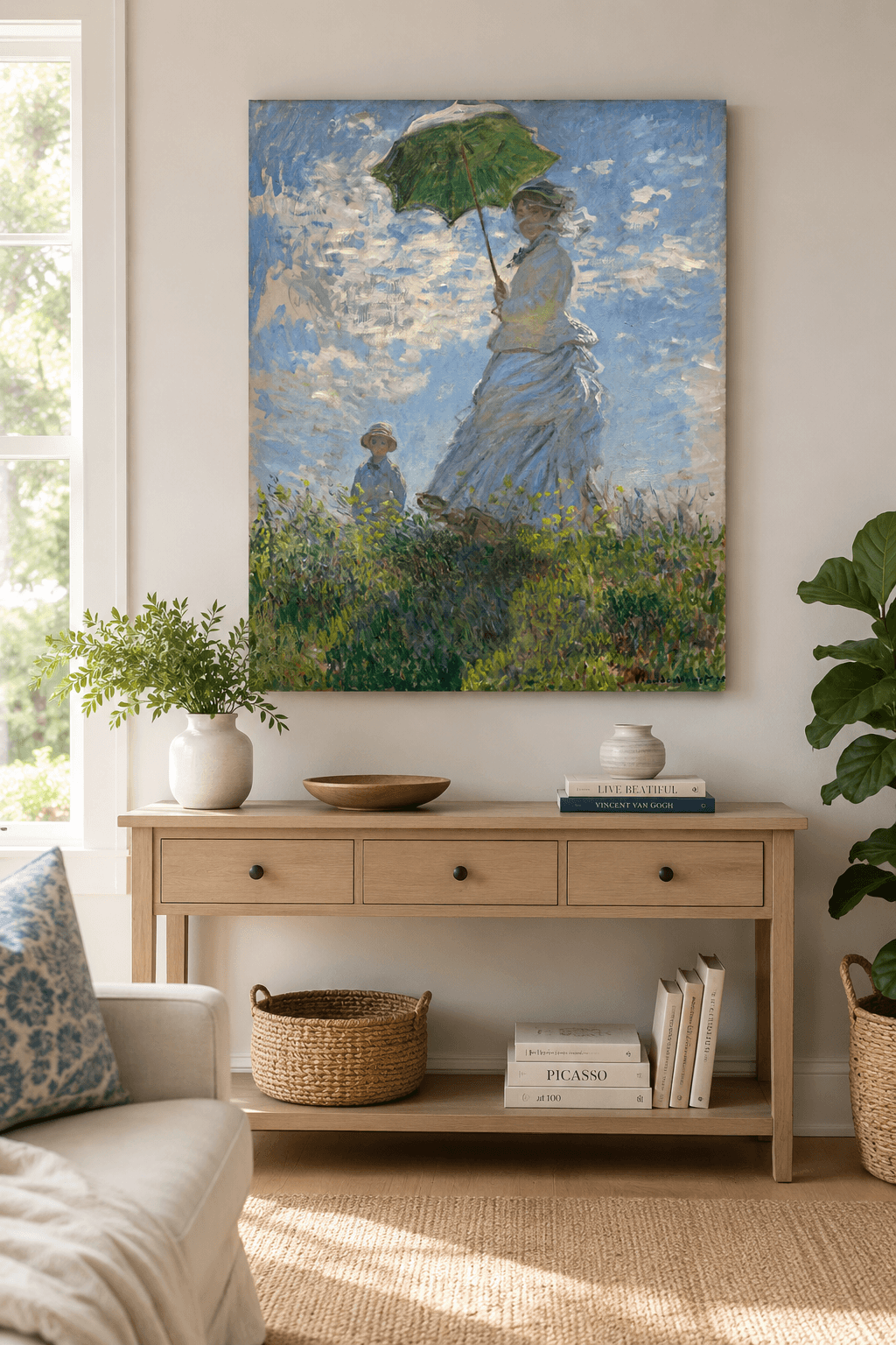 Woman with a Parasol canvas print displayed on a wall Woman with a Parasol canvas print displayed on a wall
