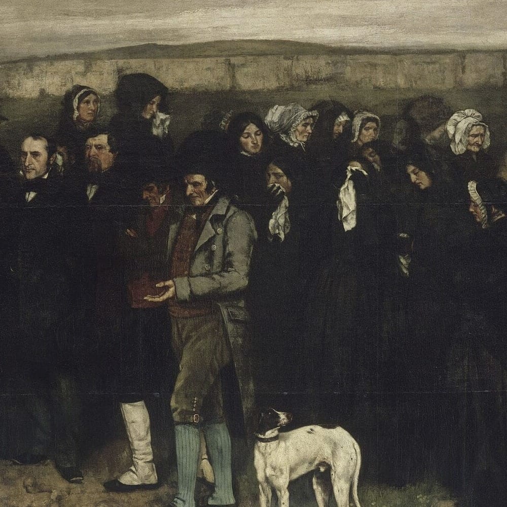 Detail of A Burial at Ornans by Gustave Courbet showing the brushwork and surface texture of the painting Detail of A Burial at Ornans by Gustave Courbet showing the brushwork and surface texture of the painting