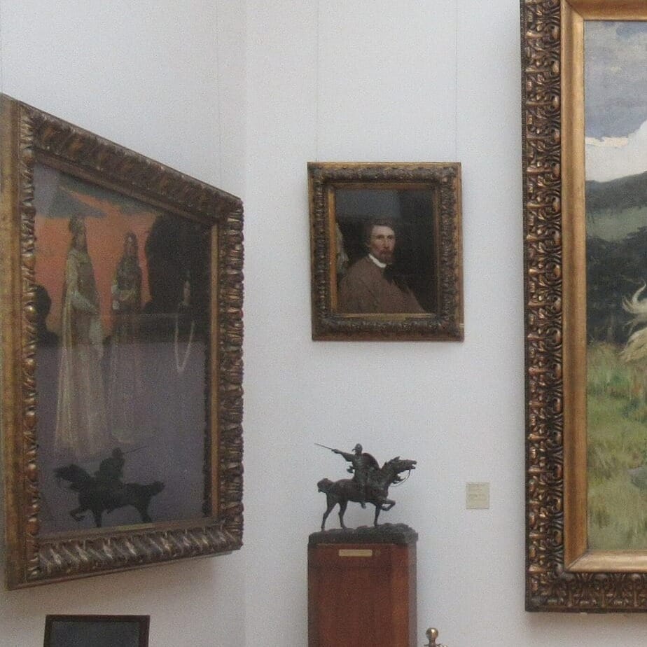 Detail of Bogatyrs by Viktor Vasnetsov showing the brushwork and surface texture of the painting Detail of Bogatyrs by Viktor Vasnetsov showing the brushwork and surface texture of the painting
