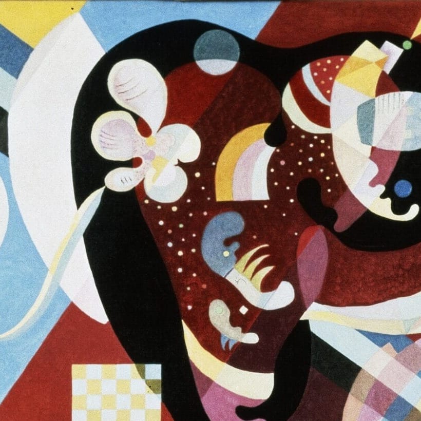 Detail of Composition IX by Wassily Kandinsky showing the brushwork and surface texture of the painting Detail of Composition IX by Wassily Kandinsky showing the brushwork and surface texture of the painting