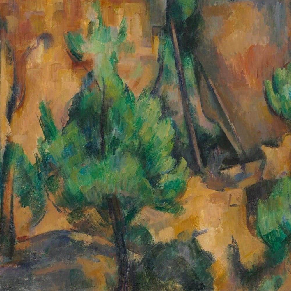 Detail of Mont Sainte-Victoire from the Bibemus Quarry by Paul Cezanne showing the brushwork and surface texture of the painting Detail of Mont Sainte-Victoire from the Bibemus Quarry by Paul Cezanne showing the brushwork and surface texture of the painting