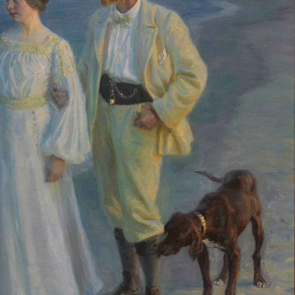 Detail of Summer Evening at Skagen by Peder Severin Kroyer showing the brushwork and surface texture of the painting Detail of Summer Evening at Skagen by Peder Severin Kroyer showing the brushwork and surface texture of the painting