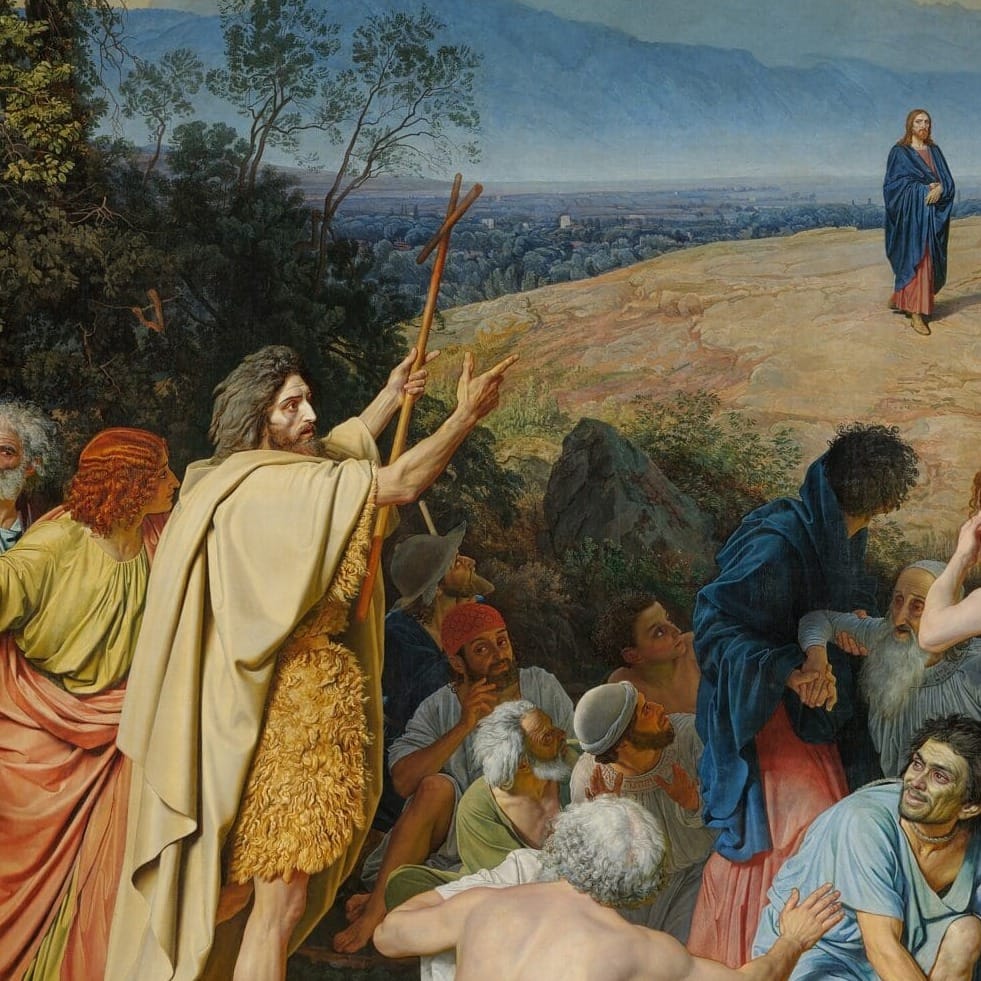 Detail of The Appearance of Christ Before the People by Alexander Ivanov showing the brushwork and surface texture of the painting Detail of The Appearance of Christ Before the People by Alexander Ivanov showing the brushwork and surface texture of the painting