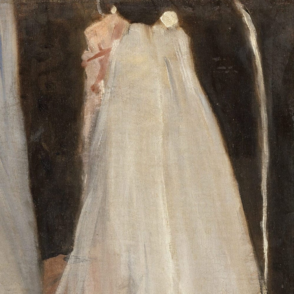 Detail of The Cradle by Berthe Morisot showing the brushwork and surface texture of the painting Detail of The Cradle by Berthe Morisot showing the brushwork and surface texture of the painting