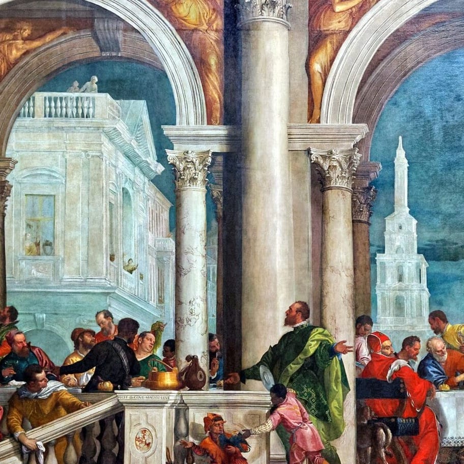 Detail of The Feast in the House of Levi by Paolo Veronese showing the brushwork and surface texture of the painting Detail of The Feast in the House of Levi by Paolo Veronese showing the brushwork and surface texture of the painting